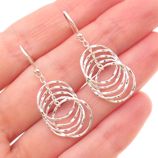 925 Sterling Silver Interlocked Circle Dangle Earrings