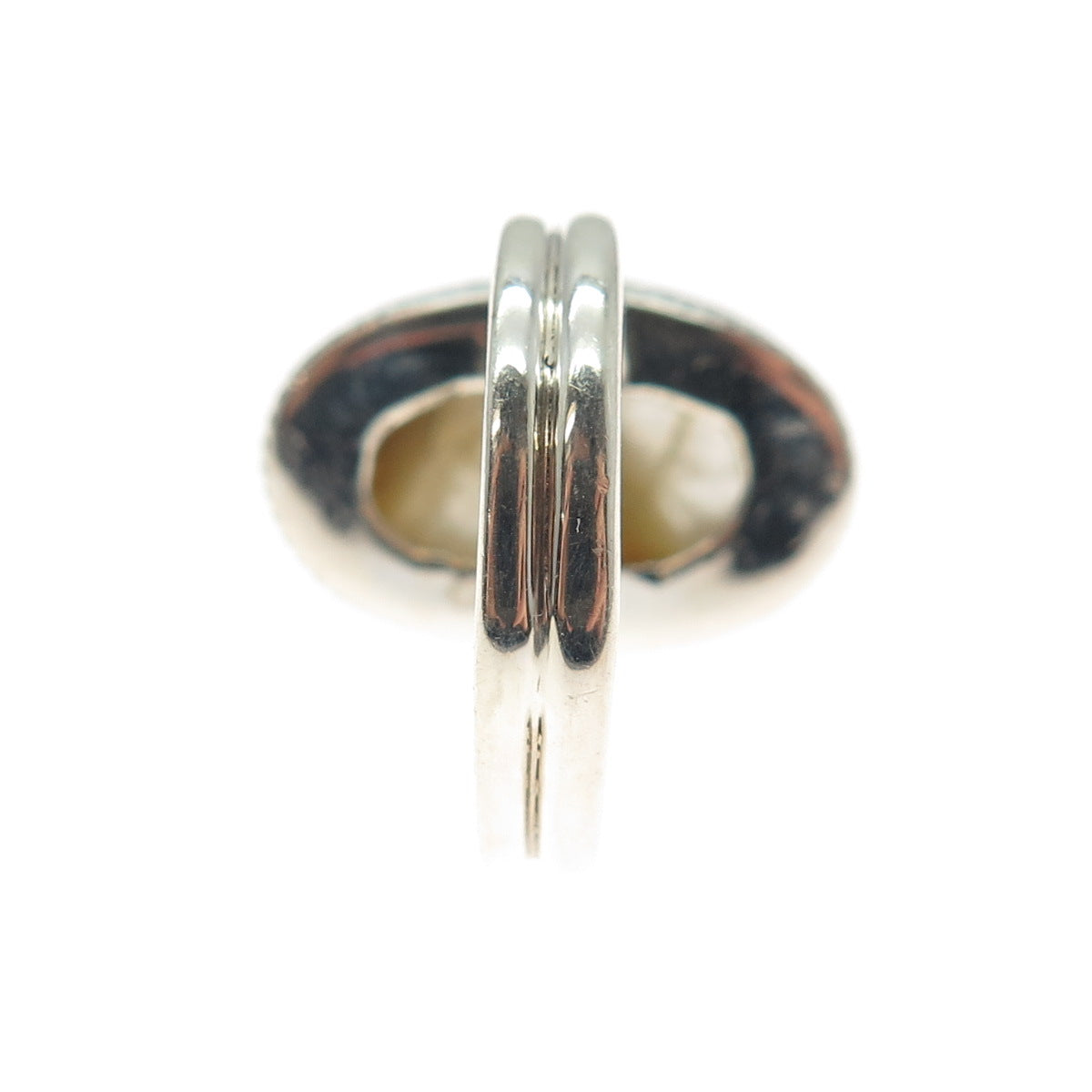 925 Sterling Silver Vintage Real Rutilated Quartz Spiral Oxidized Ring Size 7.25