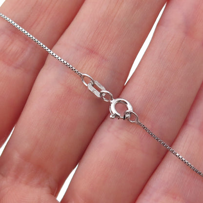 925 Sterling Silver Real Amethyst & White Topaz Heart Box Chain Necklace 18"