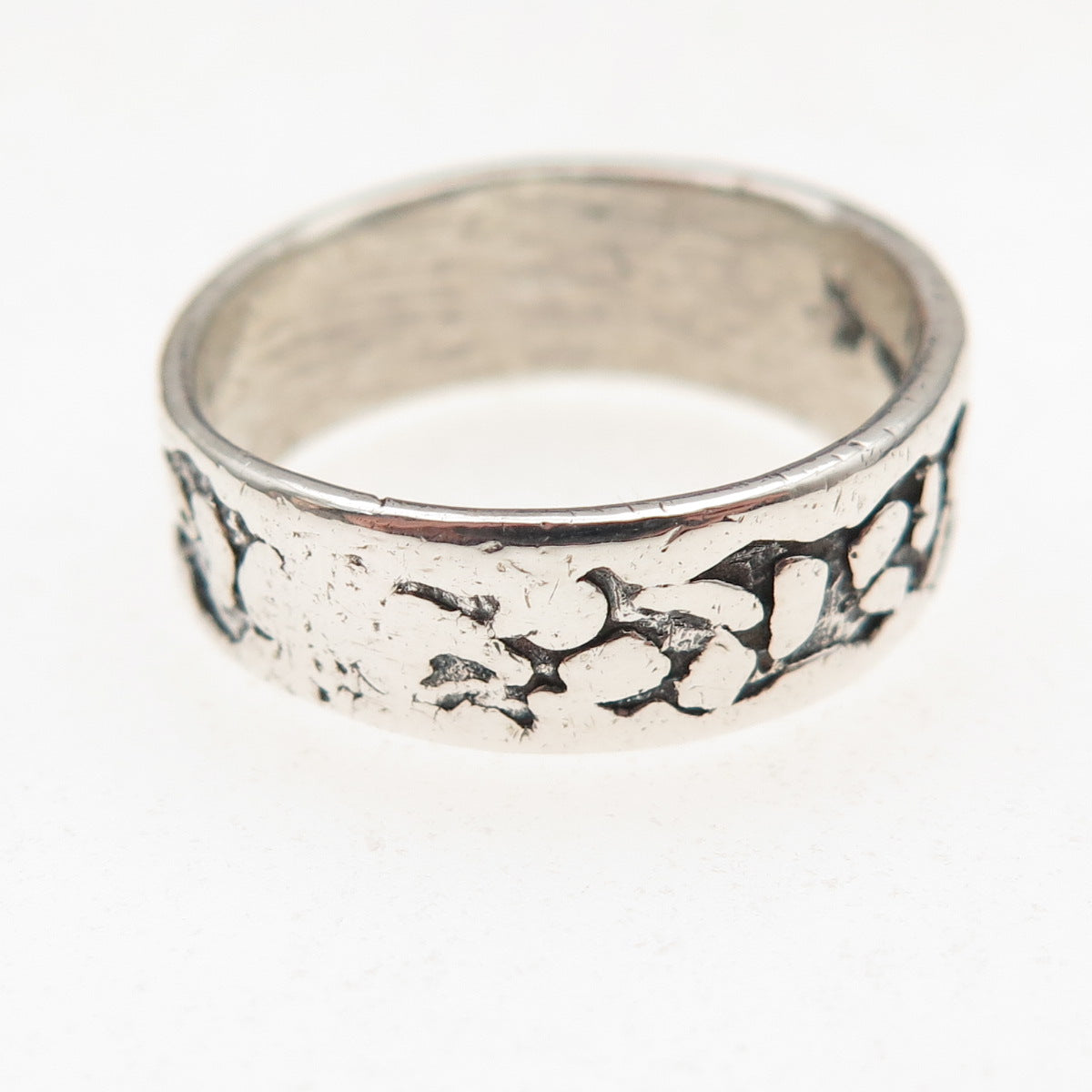 Bell Trading Post 925 Sterling Silver Vintage Nugget Oxidized Band Ring Size 8