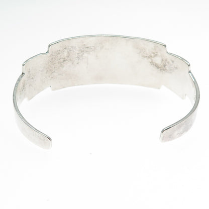 925 Sterling Silver Vintage Mexico Real Turquoise Inlay Adjustable Bracelet 6.5"