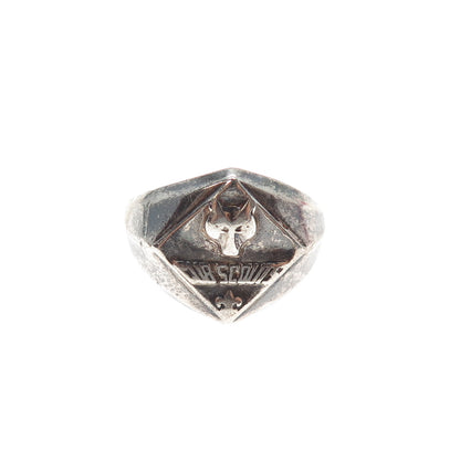 VARGAS 925 Sterling Silver Vintage Boy Scouts Oxidized Signet Ring Size 4