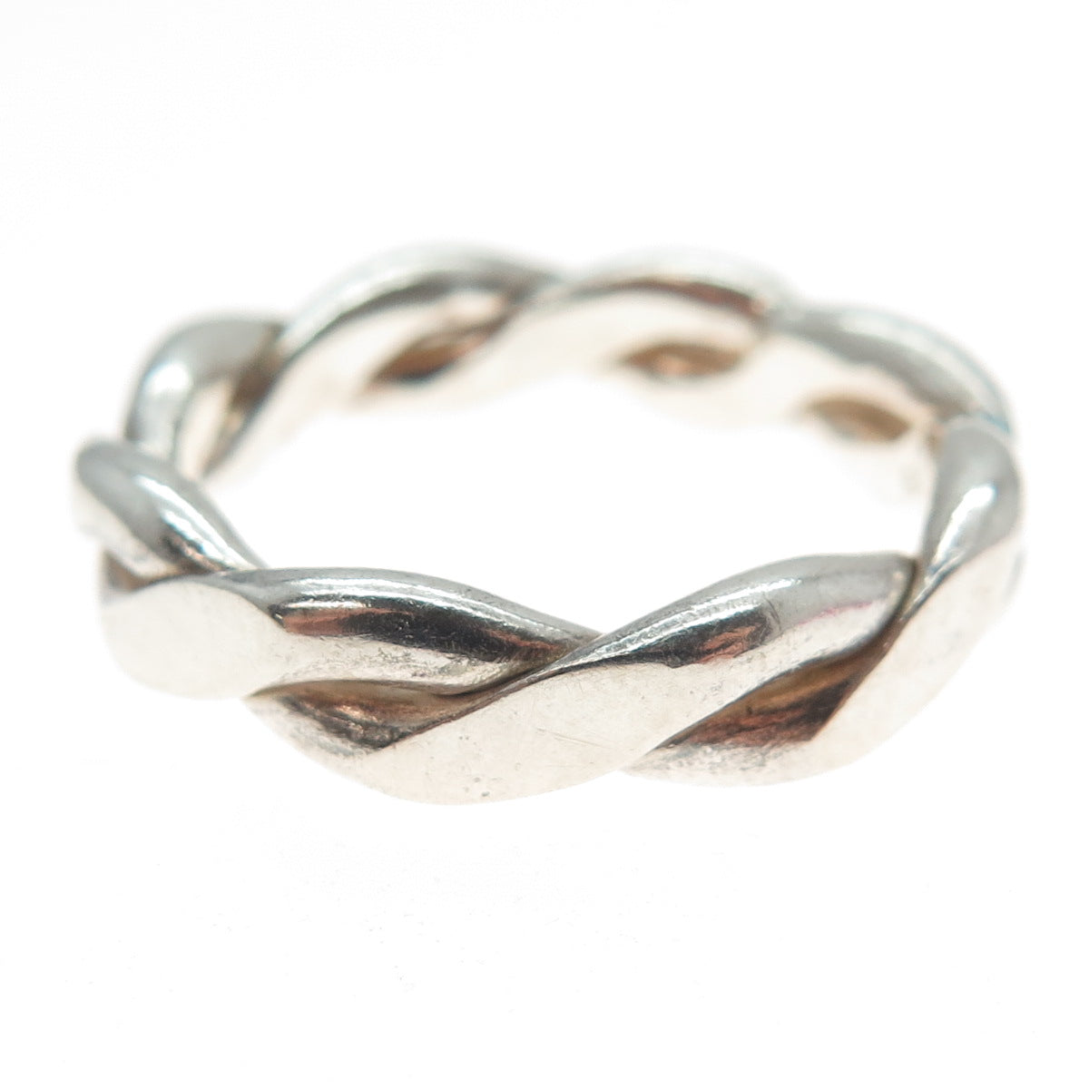 925 Sterling Silver Vintage Woven Band Ring Size 9.25