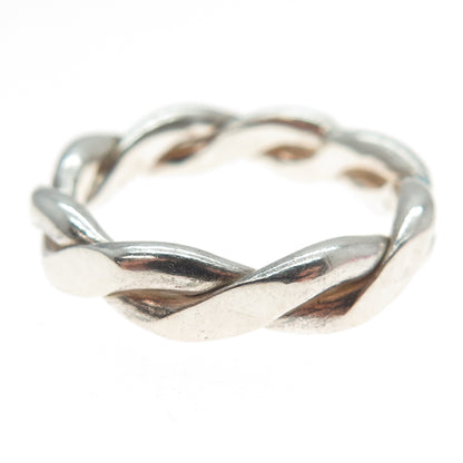 925 Sterling Silver Vintage Woven Band Ring Size 9.25