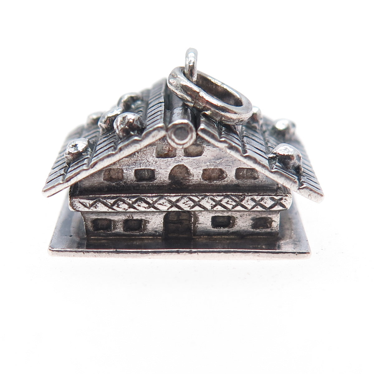 CAMPOBASSO 800 Silver Antique Art Deco European Articulated House Charm Pendant