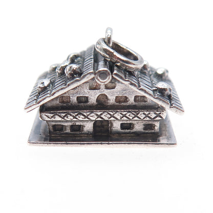 CAMPOBASSO 800 Silver Antique Art Deco European Articulated House Charm Pendant