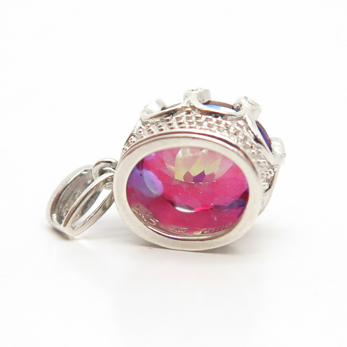 925 Sterling Silver Red Garnet-Tone C Z Pendant