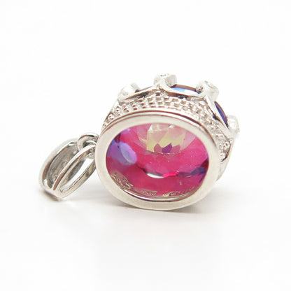 925 Sterling Silver Red Garnet-Tone C Z Pendant