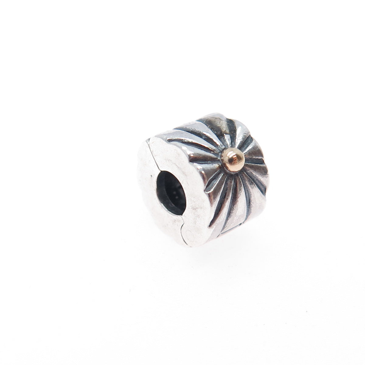 PANDORA 925 Sterling Silver & Gold Sunburst Clip Charm