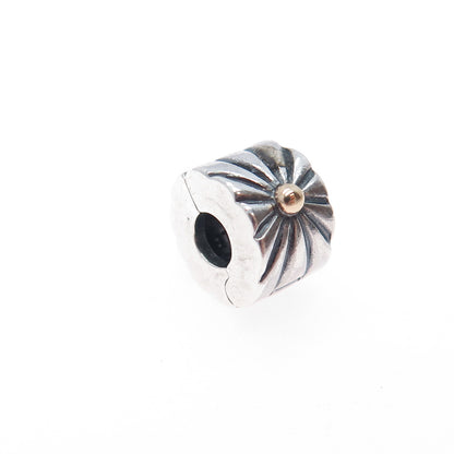 PANDORA 925 Sterling Silver & Gold Sunburst Clip Charm