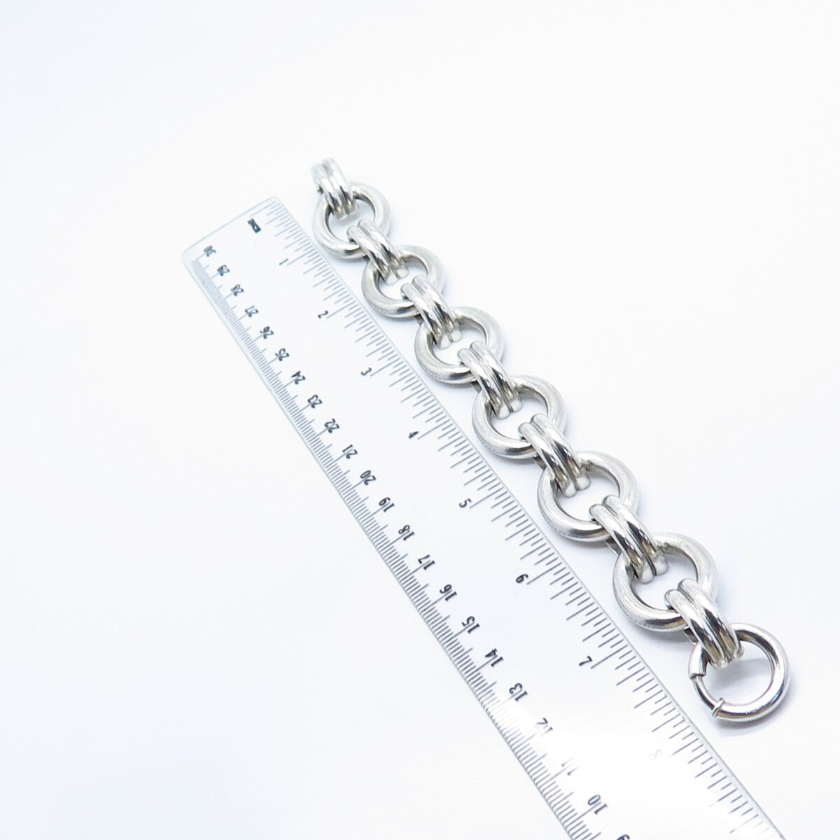 925 Sterling Silver Vintage Modernist Rolo Link Bracelet 7.25"