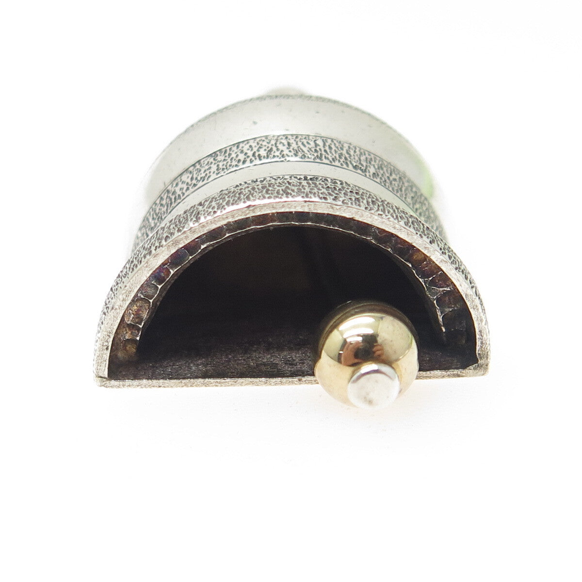 925 Sterling Silver 2-Tone Vintage Engraved Bell Pendant