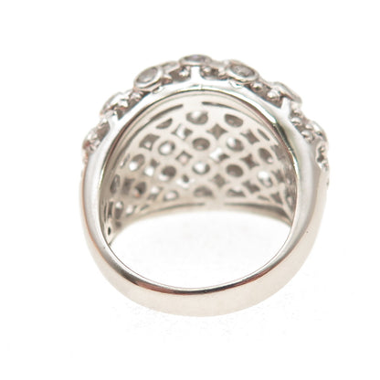 925 Sterling Silver Round-Cut C Z Cluster Dome Ring Size 6.25