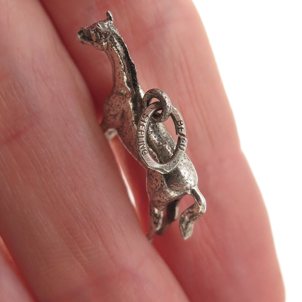Beau 925 Sterling Silver Vintage Wild Horse Oxidized Charm Pendant