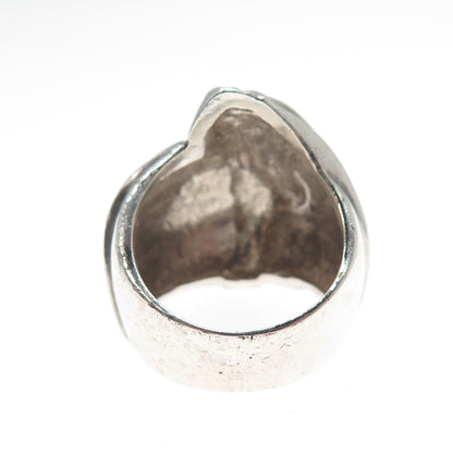 925 Sterling Silver Vintage Modernist Flame Ring Size 6.5