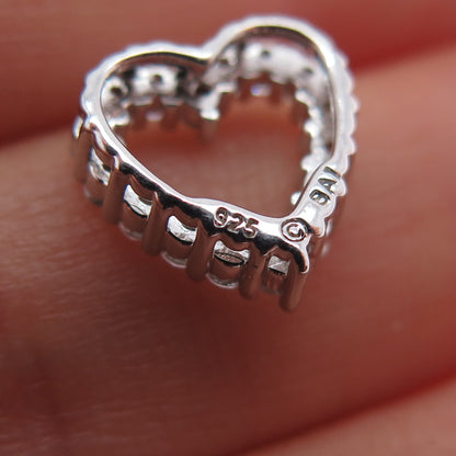 SAI 925 Sterling Silver Round-Cut C Z Heart Minimalist Slide Charm Pendant
