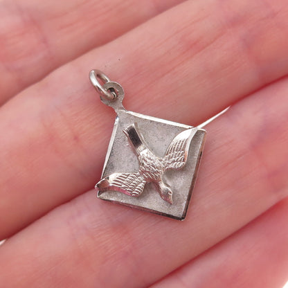 925 Sterling Silver Vintage Holy Spirit Religious Oxidized Charm Pendant