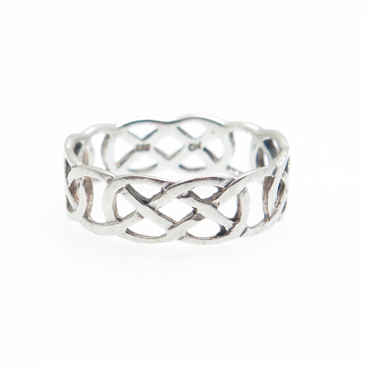 CHARLES WINSTON 925 Sterling Silver Vintage Celtic Knot Band Ring Size 11.25
