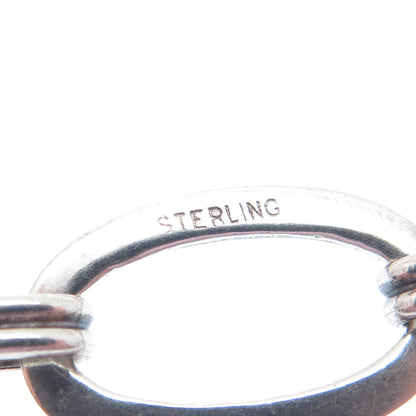 925 Sterling Silver Antique Art Deco Engraved Flower Oval Link Bracelet 6.75"