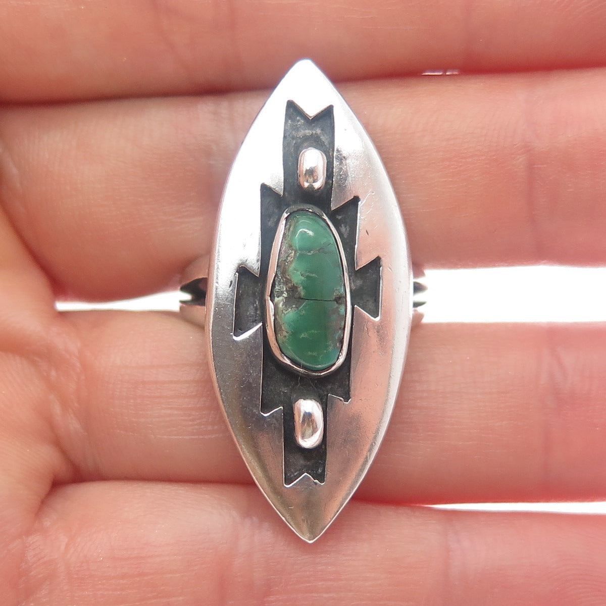 Old Pawn Sterling Silver Vintage Southwestern Royston Turquoise Ring Size 7.5