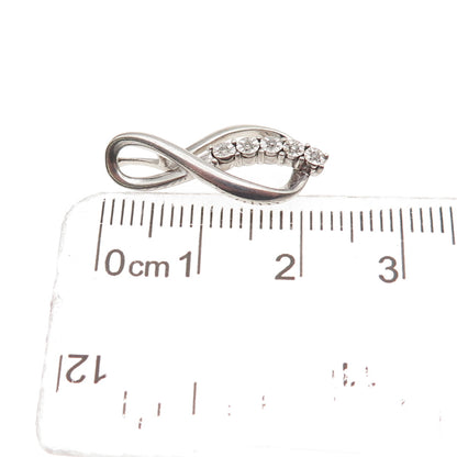 925 Sterling Silver Real Round-Cut Diamond Infinity Charm Pendant