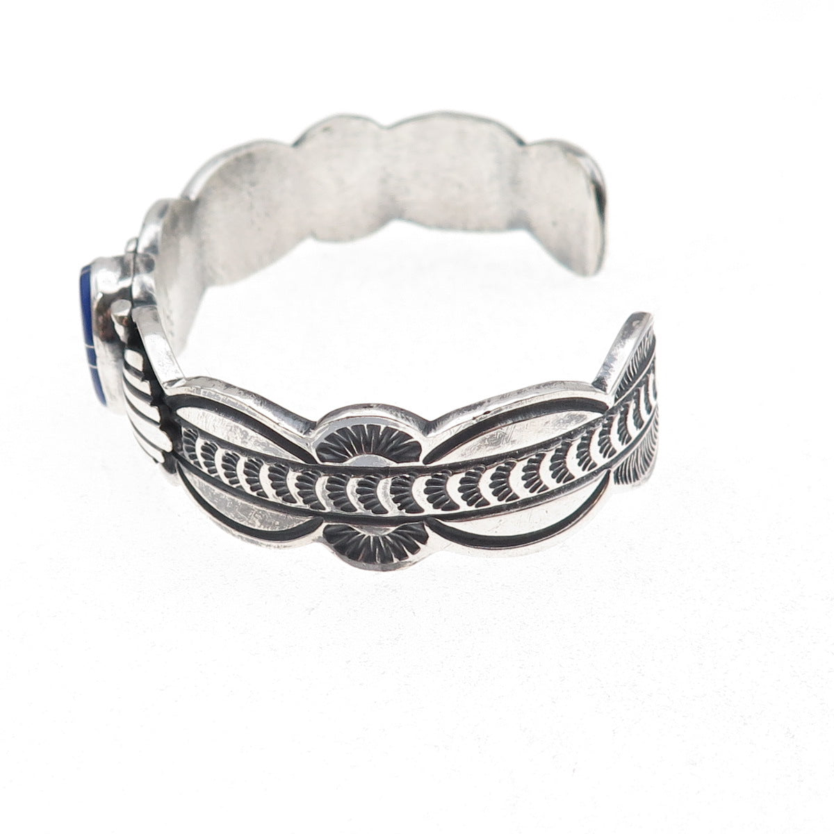 Old Pawn 925 Sterling Silver Vintage Southwestern Lapis Adjustable Bracelet 6"