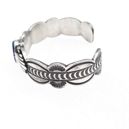 Old Pawn 925 Sterling Silver Vintage Southwestern Lapis Adjustable Bracelet 6"