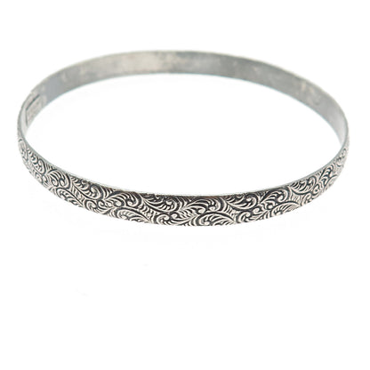 MICHELE 925 Sterling Silver Antique Art Deco Floral Scroll Bangle Bracelet 8"