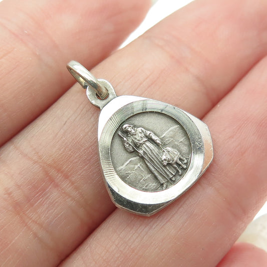 800 Silver Vintage Italy Saint Romedius Minimalist Charm Pendant