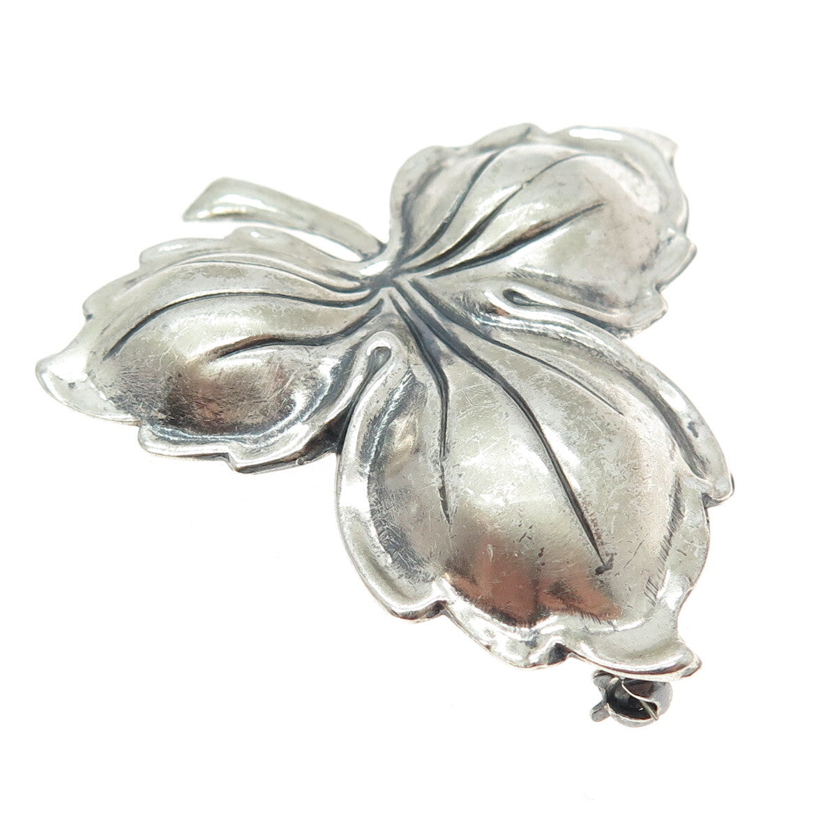 JEWELART 925 Sterling Silver Antique Art Deco Leaf Pin Brooch