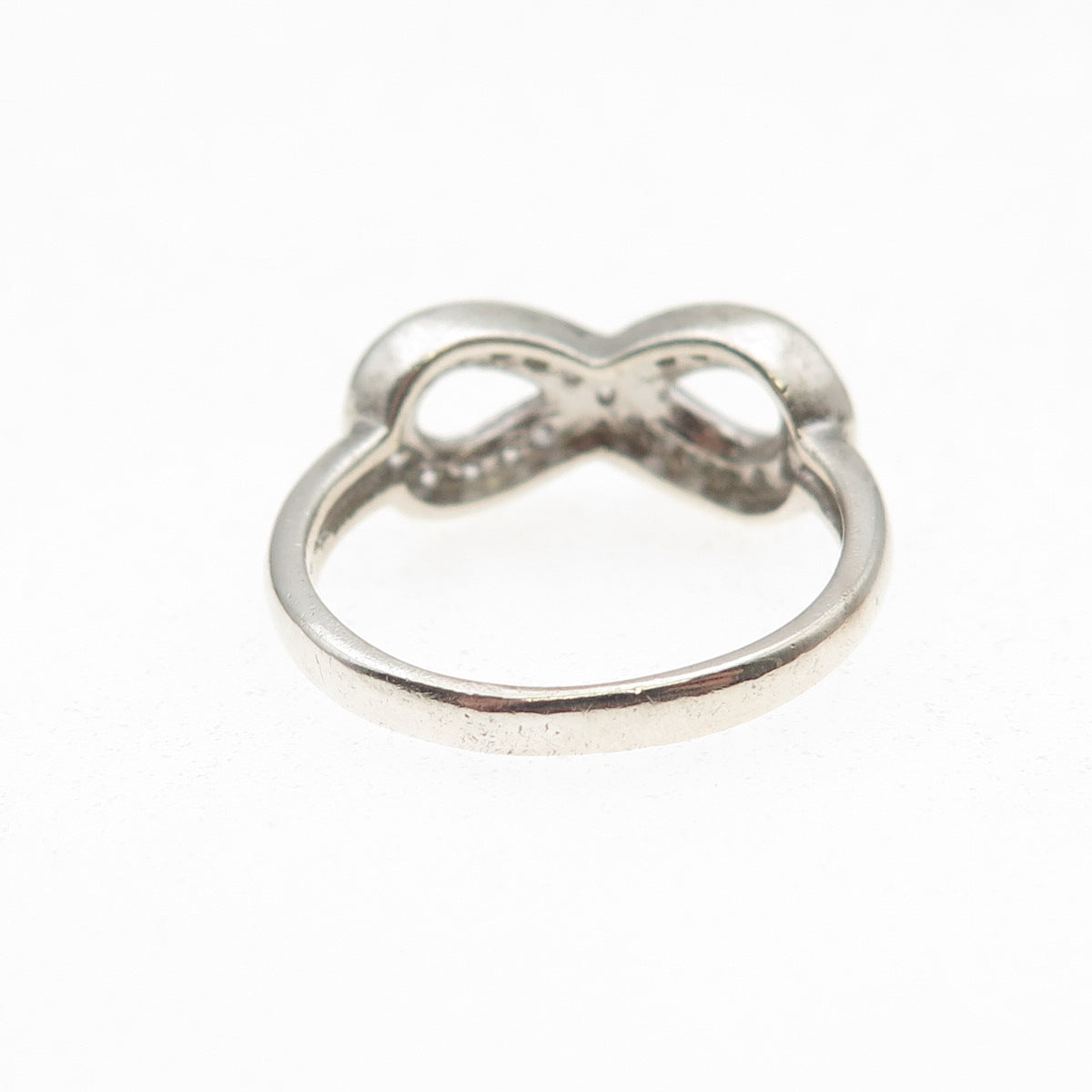 925 Sterling Silver Round-Cut C Z Infinity Ring Size 6.5
