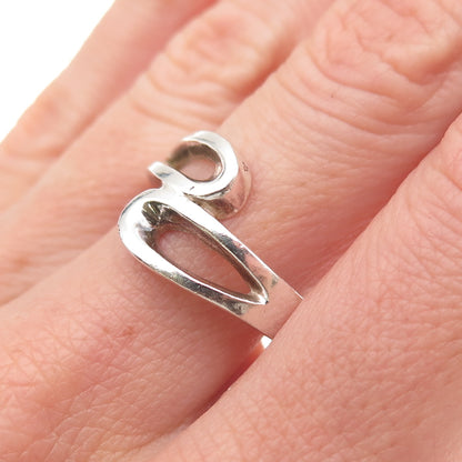 925 Sterling Silver Vintage Modernist Bypass Oxidized Ring Size 9