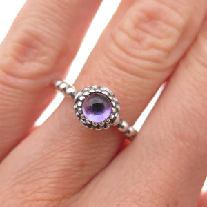 Pandora Sterling Silver Real Amethyst February Birthday Blooms Ring Size 5.25