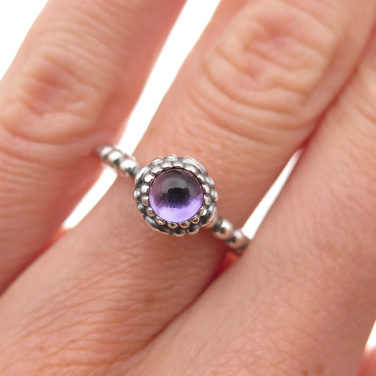 Pandora Sterling Silver Real Amethyst February Birthday Blooms Ring Size 5.25