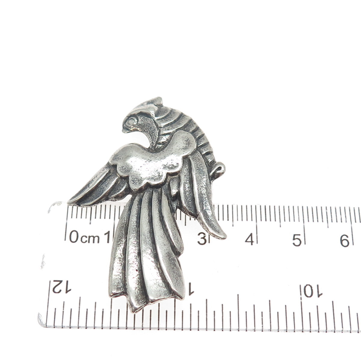 925 Sterling Silver Vintage Bird of Paradise Oxidized Pin Brooch