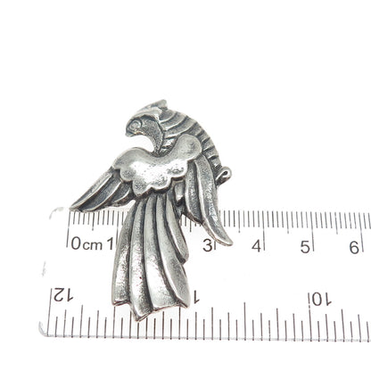 925 Sterling Silver Vintage Bird of Paradise Oxidized Pin Brooch