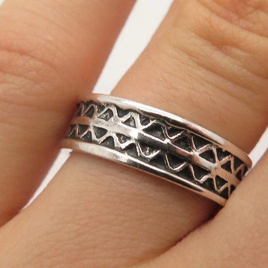 925 Sterling Silver Vintage Saram Ornate Band Ring Size 8.5