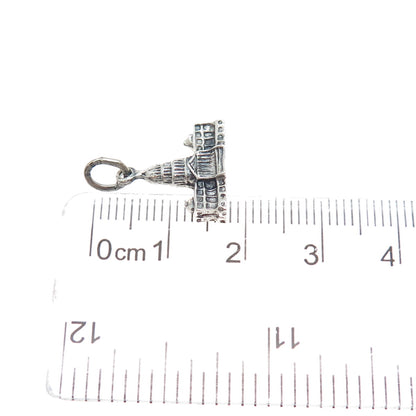 BEAU 925 Sterling Silver Vintage US Capitol Building Minimalist 3D Charm Pendant