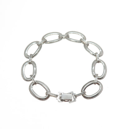 W. E. RICHARDS 925 Sterling Silver Antique Art Deco Oval Link Bracelet 6.75"