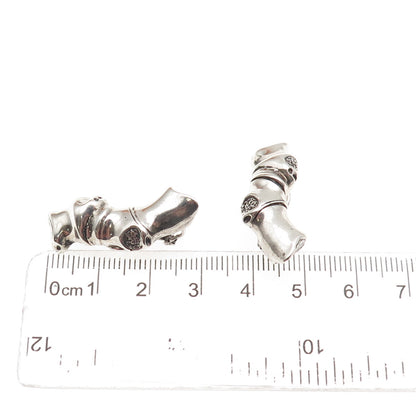 925 Sterling Silver Vintage Modernist Oxidized Clip On Earrings