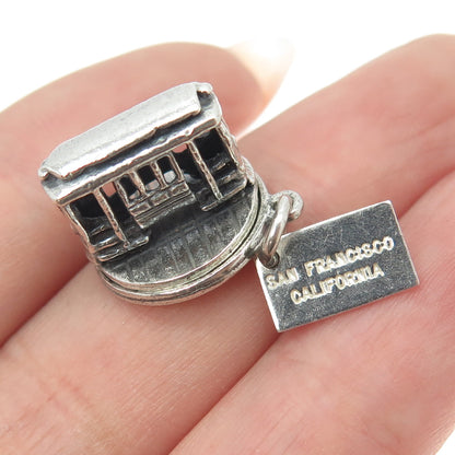 BELL TRADING 925 Sterling Silver Vintage SF Cable Car Minimalist Charm Pendant