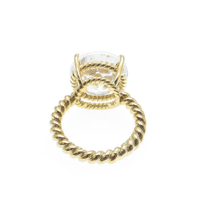 DSMK 925 Sterling Gold Plated Round-Cut C Z Twisted Engagement Ring Size 6