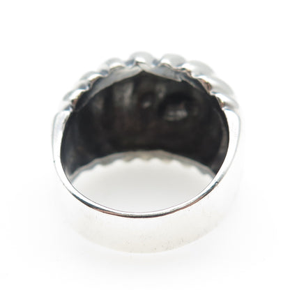 LARREY 925 Sterling Silver Vintage Mexico Modernist Dome Oxidized Ring Size 8.75