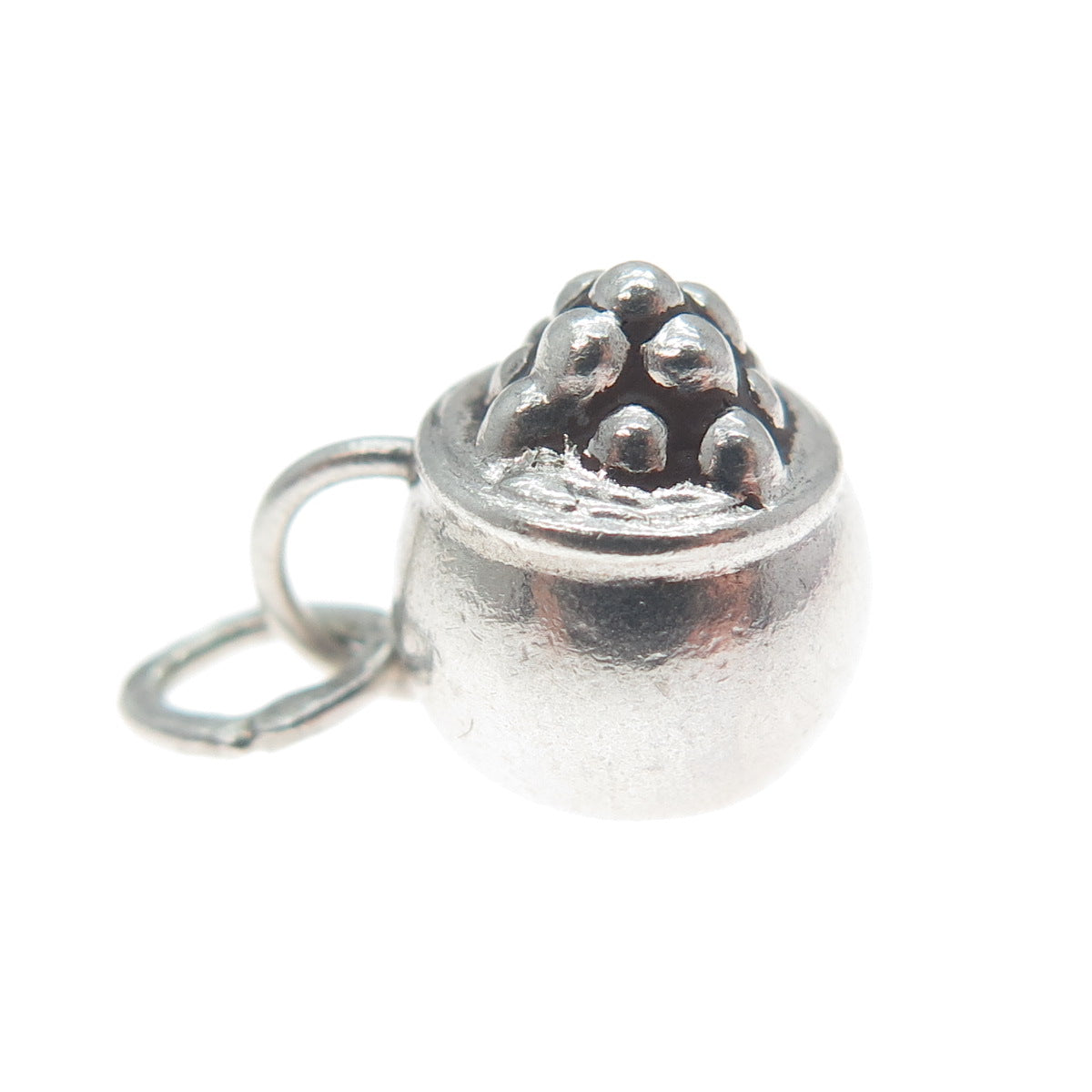 925 Sterling Silver Vintage Fruit Cup Minimalist 3D Charm Pendant