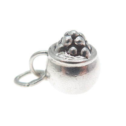 925 Sterling Silver Vintage Fruit Cup Minimalist 3D Charm Pendant