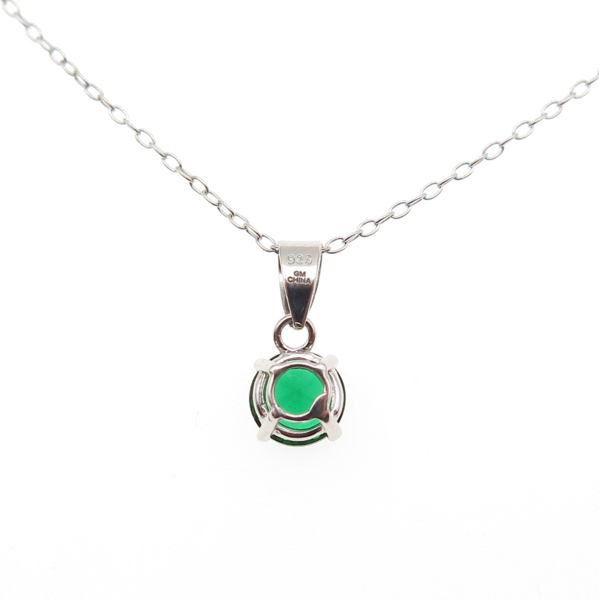 925 Sterling Silver Real Round-Cut Chrome Diopside Cable Chain Necklace 16-18"