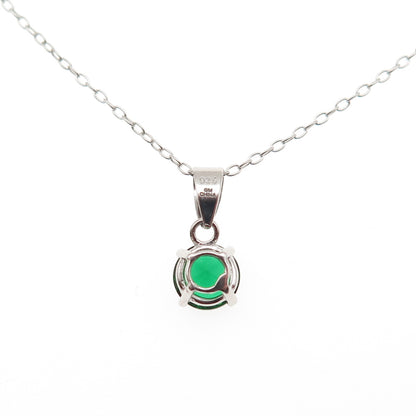 925 Sterling Silver Real Round-Cut Chrome Diopside Cable Chain Necklace 16-18"