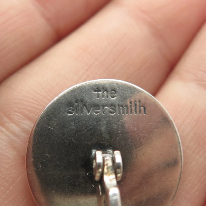 925 Sterling Silver Vintage Silversmith Striped Round Cufflinks