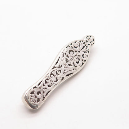 925 Sterling Silver Vintage Ornate Bar Pin Brooch