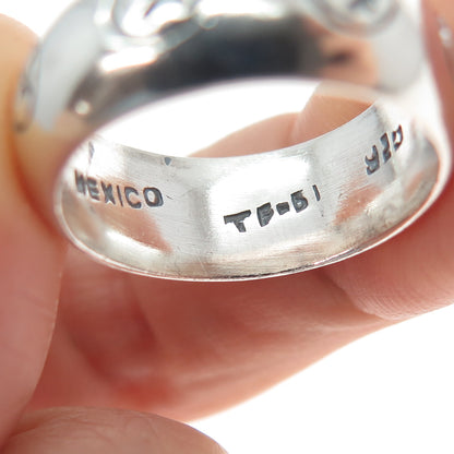 925 Sterling Silver Vintage Mexico X Symbol Oxidized Band Ring Size 7.75